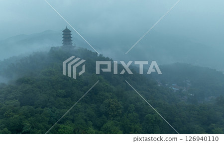 Aerial view of landscape in dujiangyan,Sichuan province,China 126940110