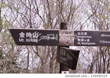 Kintoki mountain climbing road sign 126940324