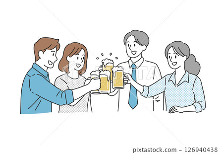 Colleagues toasting at a drinking party 126940438