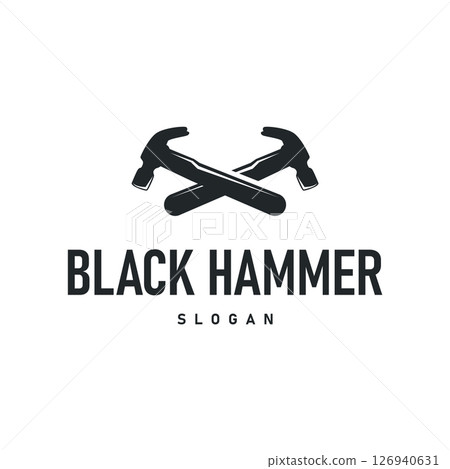 hammer logo design concept simple black silhouette hammer template illustration building equipment brand symbol product and business hammer logo design concept simple black silhouette hammer template illustration building equipment brand symbol product and business 126940631