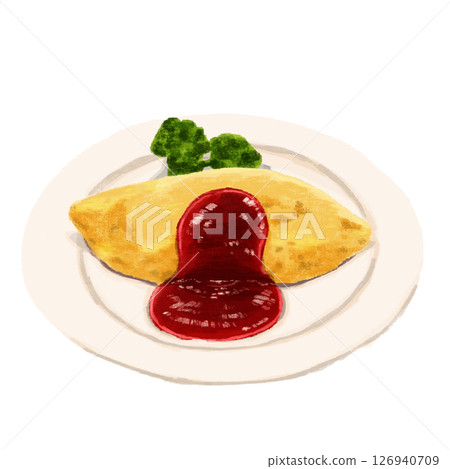 水彩畫的煎蛋飯 126940709