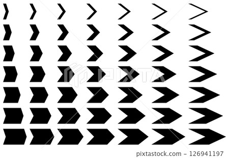 各種形狀的羽毛形箭頭標記的向量圖示集 126941197