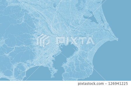 A light blue satellite photo style illustration of the Japanese capital region 126941225