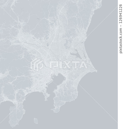 日本關東地區的單色衛星照片風格插圖 126941226