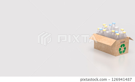The Plastic bottle in Paper Box for eco or recycle concept 3d Rendering. The Plastic bottle in Paper Box for eco or recycle concept 3d Rendering. 126941487
