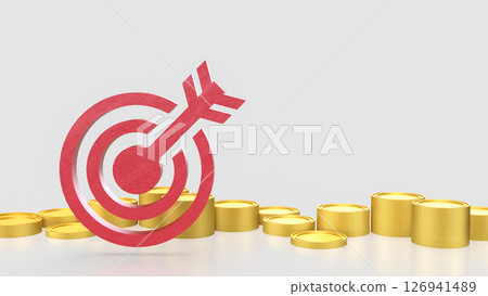 The Blue eye target and gold coins for Business concept 3d Rendering. 126941489