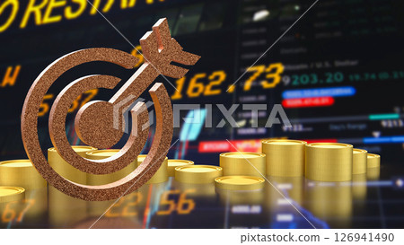 The Blue eye target and gold coins for Business concept 3d Rendering. 126941490