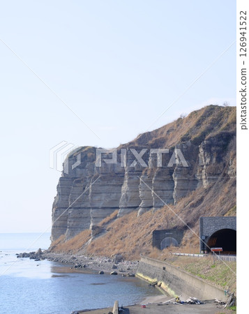 From the Tatenomisaki parking lot in Otobe-cho, Ebisu-gun, Hokkaido, you can see the geological formations known as the Grand Canyon of the Orient. From the Tatenomisaki parking lot in Otobe-cho, Ebisu-gun, Hokkaido, you can see the geological formations known as the Grand Canyon of the Orient. 126941522