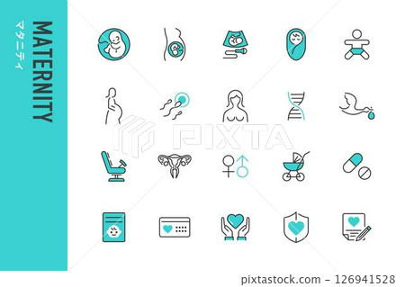 Set of 20 editable vector icons related to maternity Set of 20 editable vector icons related to maternity 126941528
