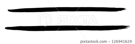 用畫筆畫的兩條線，帶有污跡和划痕的自然線條 126941629