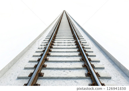 Railroad track,rails leading into the distance,forward Railroad track,rails leading into the distance,forward 126941830