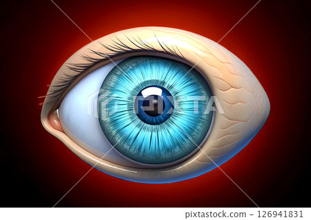 Serious looking.Surreal thinking observing human eye on dark orange 126941831