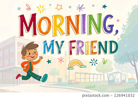 Hello.Multi colored inscription Good morning,my griend Hello.Multi colored inscription Good morning,my griend 126941832