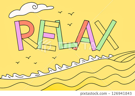 Cheerful inscription Relax on the sea beach sand 126941843