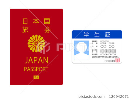 護照和學生證 126942071