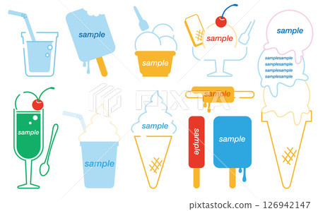 可愛的冰淇淋插畫設計框架素材集 可愛的冰淇淋插畫設計框架素材集 126942147