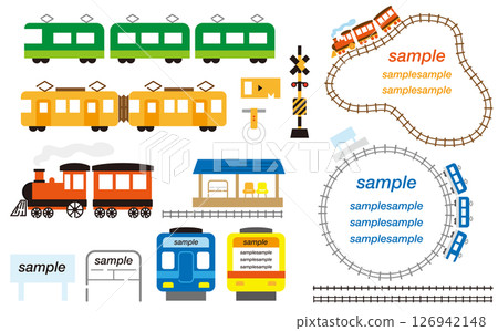 火車簡單插畫設計框架素材集 126942148