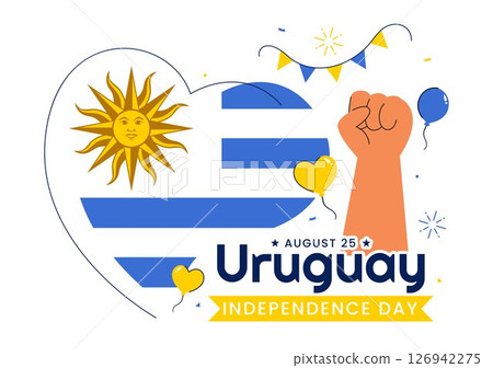 Happy Uruguay Independence Day Vector Illustration on 25 August, Featuring a Waving Flag and Ribbon in a National Holiday Flat Style Background Happy Uruguay Independence Day Vector Illustration on 25 August, Featuring a Waving Flag and Ribbon in a National Holiday Flat Style Background 126942275