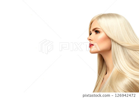 Beautiful blonde with gorgeous long light hair 126942472