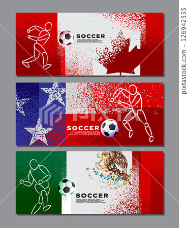 Grunge vector poster for Soccer Tournament 2026 featuring dynamic brush textures 126942555