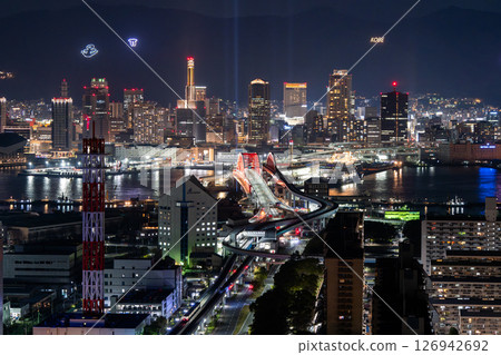<Hyogo Prefecture> Night view of Kobe - Downtown Kobe seen from Port Island 126942692