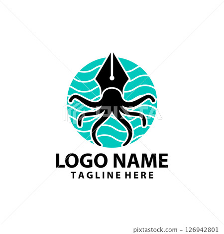 squid pen vector logo design 126942801