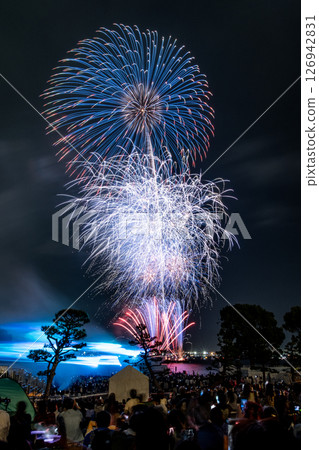 Yokohama Port Opening Festival Fireworks Launch Beam Spectacle in the Harbor Yokohama Port Opening Festival Fireworks Launch Beam Spectacle in the Harbor 126942831
