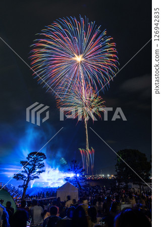 Yokohama Port Opening Festival Fireworks Launch Beam Spectacle in the Harbor 126942835