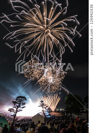 Yokohama Port Opening Festival Fireworks Launch Beam Spectacle in the Harbor 126942836