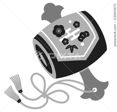 Japanese style mallet icon illustration monochrome 126943073