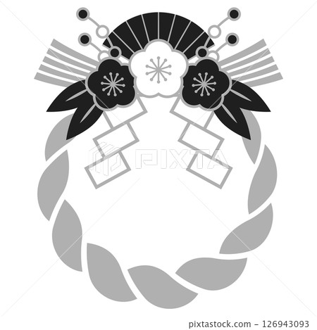 Shimenawa New Year decoration icon illustration monochrome Shimenawa New Year decoration icon illustration monochrome 126943093