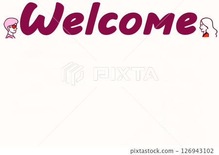 Pink purple invitation inscription Welcome on white 126943102