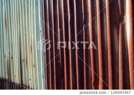 Old galvanized iron wall 126943367