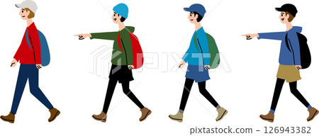 穿著色彩鮮豔的山地男孩們行走 126943382