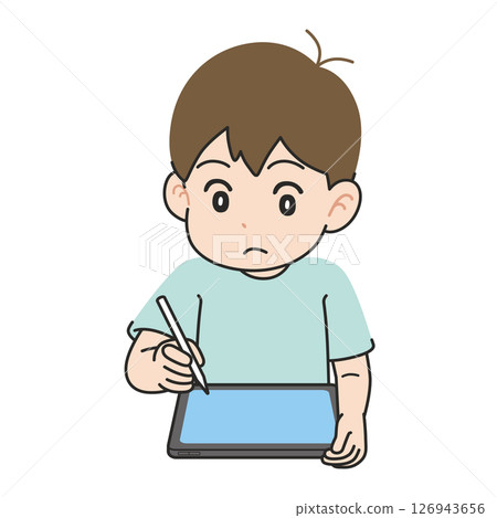 Boy studying using a tablet device Boy studying using a tablet device 126943656