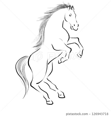 Year of the Horse - Horse illustration drawn with a brush, ink painting Year of the Horse - Horse illustration drawn with a brush, ink painting 126943718