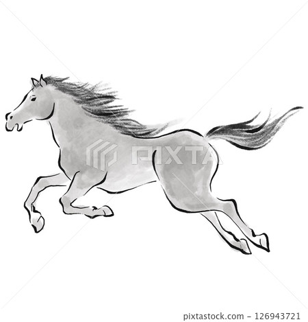 Year of the Horse - Horse illustration drawn with a brush, ink painting Year of the Horse - Horse illustration drawn with a brush, ink painting 126943721