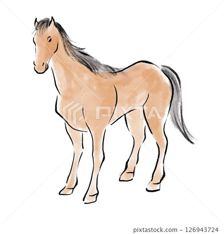 馬年－用畫筆畫的馬插畫 126943724