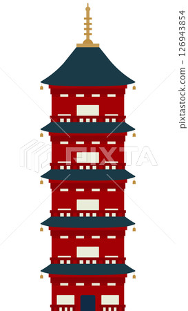 Simple five-story pagoda material illustration Simple five-story pagoda material illustration 126943854