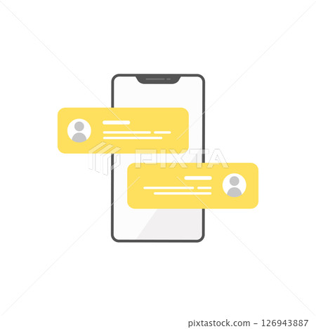 Smartphone and word of mouth/review icon material set (chat/speech bubble) Smartphone and word of mouth/review icon material set (chat/speech bubble) 126943887