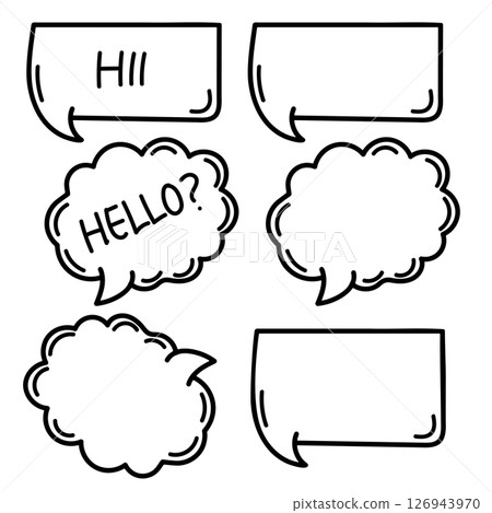 Doodle chat box line drawing cartoon set. 126943970