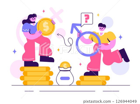 Sexism Illustration Featuring Gender Inequality Between Men and Women in the Workplace or Society, Aiming to Raise Awareness and Stop Discrimination 126944049
