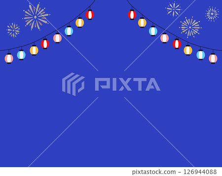 Colorful lanterns and fireworks: night sky illustration 126944088