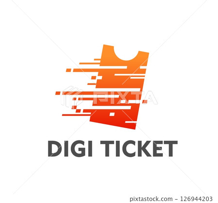 Digital electronic ticket icon. Airline flight ticket or travel voucher booking app or online service graphic vector symbol or emblem. Cinema movie digital pass reservation, electronic coupon symbol Digital electronic ticket icon. Airline flight ticket or travel voucher booking app or online service graphic vector symbol or emblem. Cinema movie digital pass reservation, electronic coupon symbol 126944203