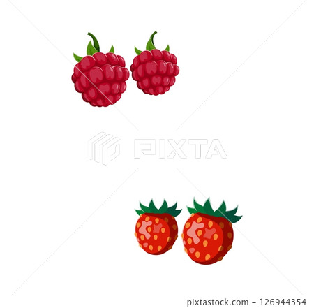 Cartoon farm font, berry type or harvest typeface for agriculture, vector English alphabet. Farm font strawberry and raspberry as quotation marks for kids funny alphabet type of berries harvest 126944354