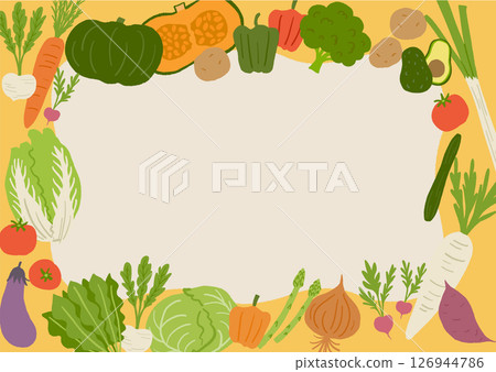 彩色蔬菜插畫框架 彩色蔬菜插畫框架 126944786