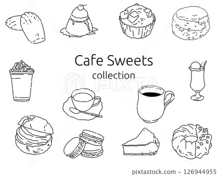 A collection of delicious pastries from a stylish cafe 126944955