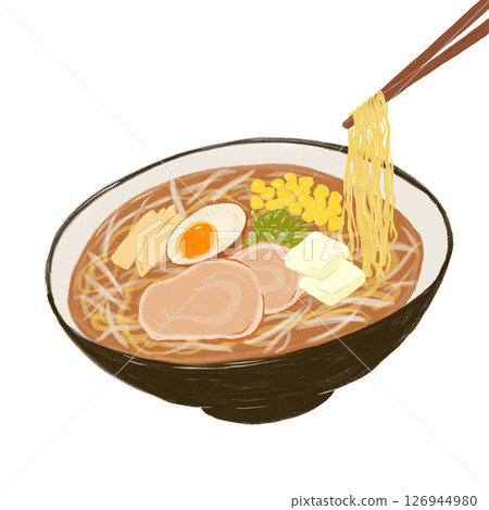 手繪插圖味噌拉麵 126944980