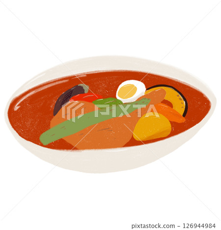 Hand-drawn illustration: Soup curry Hand-drawn illustration: Soup curry 126944984