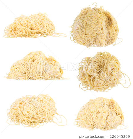 Raw wonton noodles isolated on white background 126945269